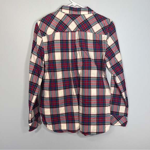 Talbots Shirt Womens Small Pink White Plaid Flannel Button Up Outdoor Casual - Picture 2 of 8